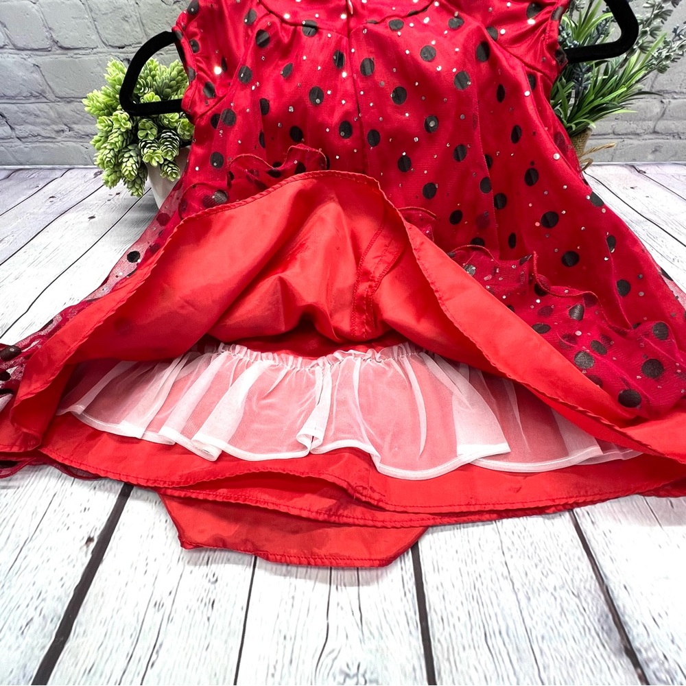 Jessica Ann Adorable Party/Holiday Dress-EUC Red/Blk Polka Dot w/Sparkles - Picture 8 of 11